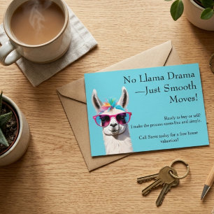 Geen Llama-drama Vastgoedbedrijf Marketingbericht Briefkaart
