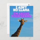 Geen Llama, ik ben boven je Drama Giraffe Briefkaart (Voorkant / Achterkant)