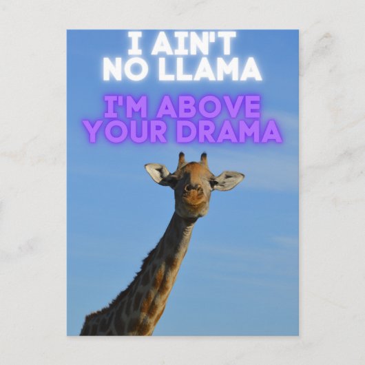 Geen Llama, ik ben boven je Drama Giraffe Briefkaart (Voorkant)