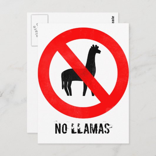 Geen Llamas Briefkaart (Voorkant / Achterkant)