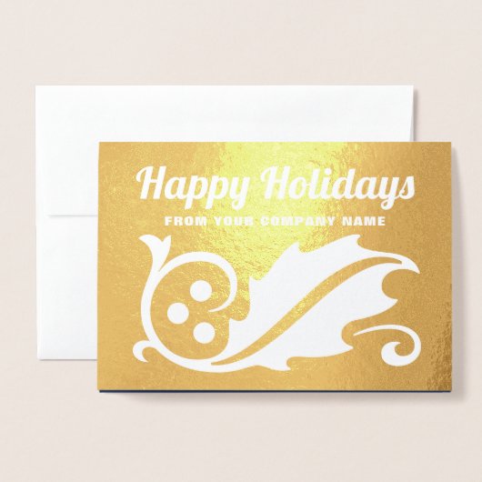 Geen Logo Prettige feestdagen Christmas Holly Comp Folie Kaarten (Voorkant met envelop)