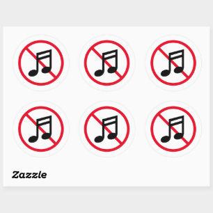 Geen luide muziek toegestaan teken van geluidsverb ronde sticker