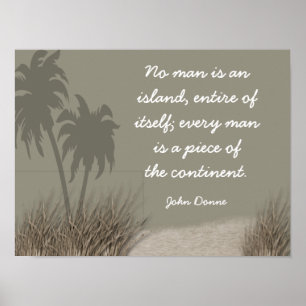 Geen Man An Island - John Donne Quote - Art Print