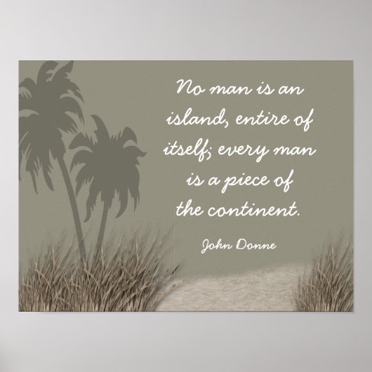 Geen Man An Island - John Donne Quote - Art Print (Voorkant)