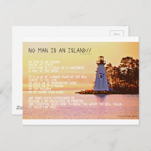 Geen Man is een eiland, door John Dunne. Briefkaart (Voorkant / Achterkant)