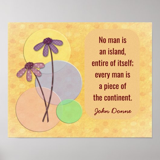 Geen man is een eiland - John Donne citaatprint Poster (Voorkant)