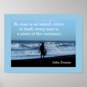 Geen man is een eiland - John Donne citeert poster (Voorkant)