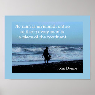 Geen man is een eiland - John Donne citeert poster