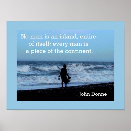 Geen man is een eiland - John Donne citeert poster (Voorkant)