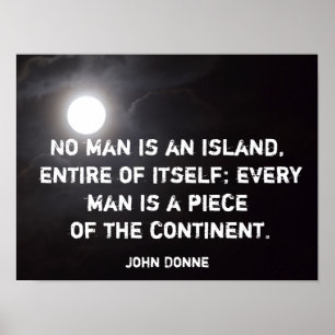 Geen man is een eiland - poster John Donne citaat