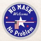 Geen masker Geen problemen Ronde Kartonnen Onderzetter (Voorkant)