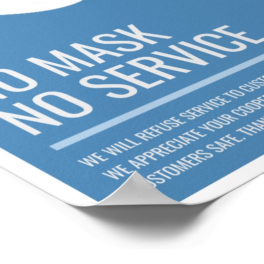 Geen masker Geen service Business Store Signaal Poster (Hoek)