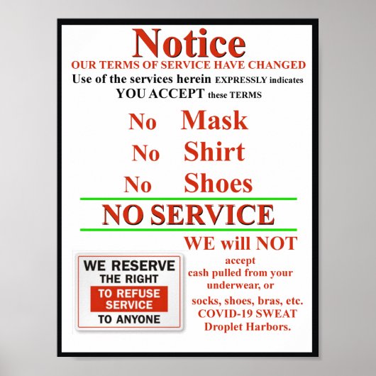 Geen Masker Geen Service Poster (Voorkant)