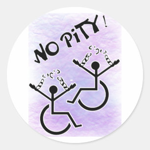 Geen medelijden! - invaliditeit t-shirt ronde sticker