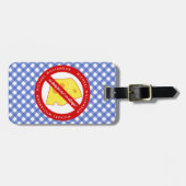 Geen melk voor mij. Blauwe spelige waarschuwing Bagagelabel (Voorkant horizontaal)