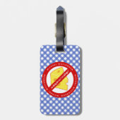 Geen melk voor mij. Blauwe spelige waarschuwing Bagagelabel (Achterkant verticaal)