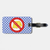 Geen melk voor mij. Blauwe spelige waarschuwing Bagagelabel (Achterkant horizontaal)