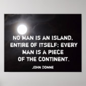 Geen mens is een eiland -poster John Donne citaat Poster (Voorkant)