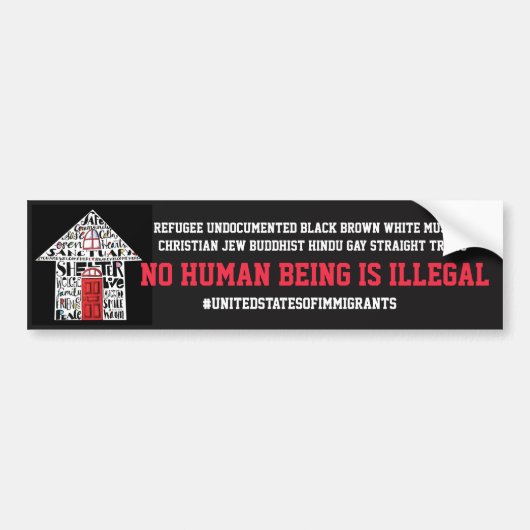 GEEN MENS IS ILLEGALE Bumpersticker (Voorkant)