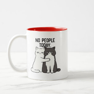 Geen Mensen Vandaag Chagrijnige Katten Tweekleurige Koffiemok