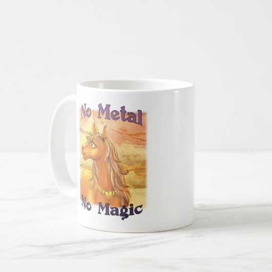 Geen metaal Geen Magic - Ghel-Mok Koffiemok (Voorkant links)