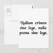 Geen misdaad en geen straf zonder wet. briefkaart (Voorkant / Achterkant)