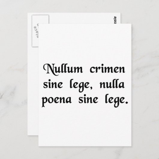 Geen misdaad en geen straf zonder wet. briefkaart (Voorkant / Achterkant)