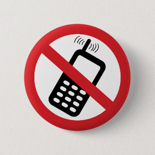 Geen mobiele telefoons ronde button 5,7 cm