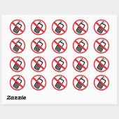 Geen mobiele telefoons ronde sticker (Vel)