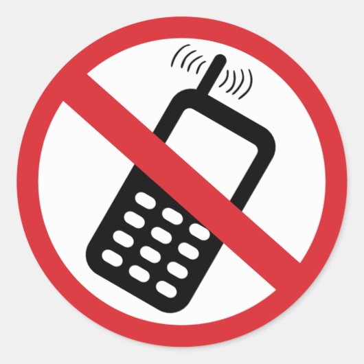 Geen mobiele telefoons ronde sticker (Voorkant)