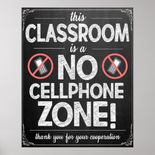 Geen mobiele telefoons toegestaan Poster in klaslo