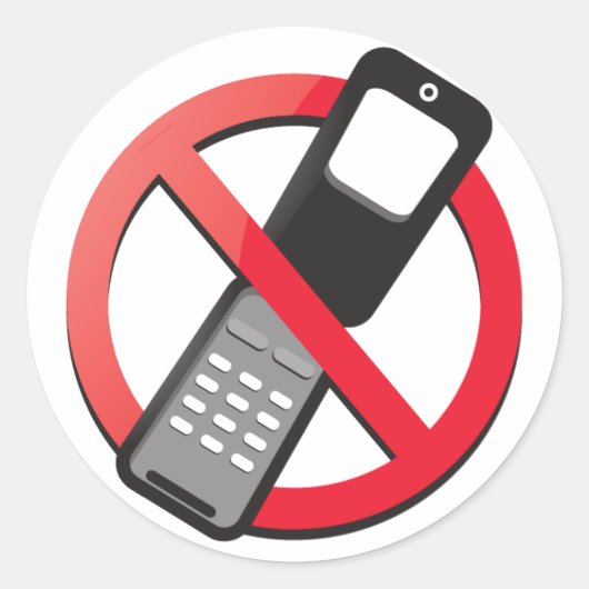Geen mobiele telefoons toegestaan ronde sticker (Voorkant)