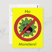 Geen Monsters ondertekenen Briefkaart (Voorkant / Achterkant)
