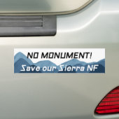 Geen monument behalve de Sierra NF in het blauw Bumpersticker (Op auto)