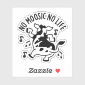 Geen Moosic No Life Funny Koe Pun Sticker (Vel)