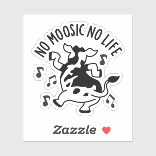 Geen Moosic No Life Funny Koe Pun Sticker (Vel)