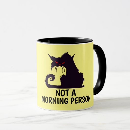 GEEN MORENDE PERSOON GRUMPY BLACK CAT COFFEE MUGS MOK (Voorkant rechts)