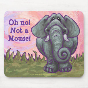 Geen muis! Funny Elephant on Pink Muismat