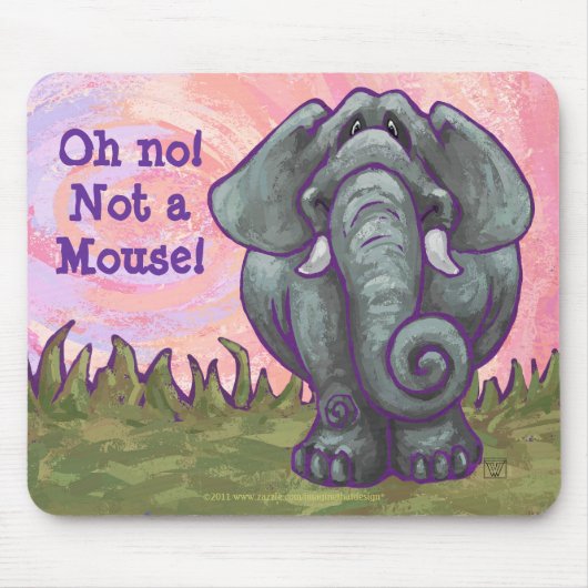 Geen muis! Funny Elephant on Pink Muismat (Voorkant)