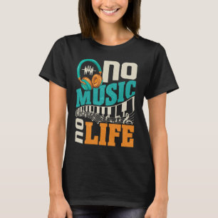 Geen muziek Geen leven met hoofdtelefoons Hartslag T-shirt