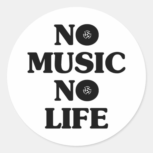 GEEN MUZIEK, GEEN LEVEN RONDE STICKER (Voorkant)