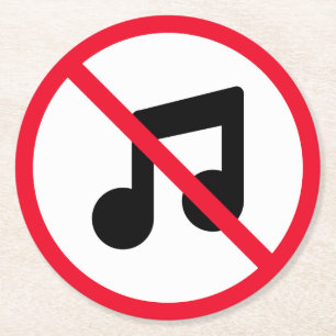 Geen muziek rode cirkel teken Aangepaste ronde O Kartonnen Onderzetter
