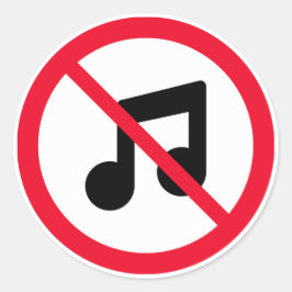 Geen muziek rode cirkel teken | Klassieke ronde St Ronde Sticker