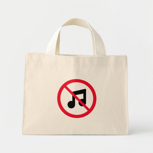 Geen muziek rode cirkel teken | Kleine Canvas tas (Voorkant)