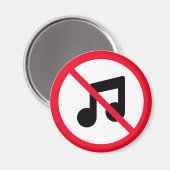 Geen muziek | Rood cirkelteken | Magneet (Voorkant / Achterkant)