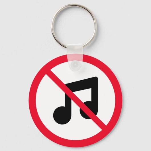 Geen muziek verboden teken | Metal Circle-Sleutelh Sleutelhanger (Voorkant)