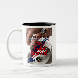 Geen nepbrouwsels! Zwarte koffie zegel van goedkeu Tweekleurige Koffiemok