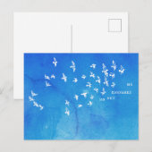 "Geen net verstrikt me" + vogels (wit op blauw) Briefkaart (Voorkant / Achterkant)