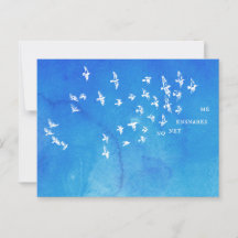 "Geen net verstrikt me" + vogels (wit op blauw)