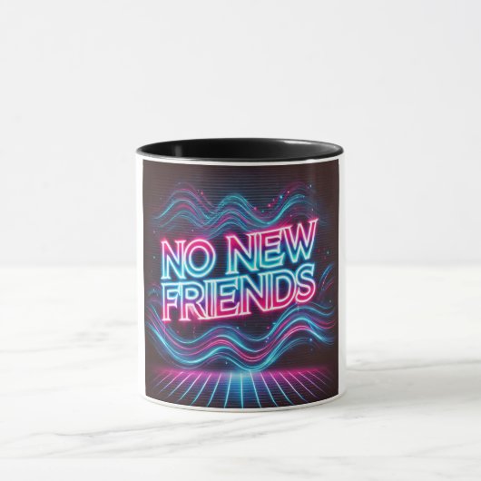 Geen nieuwe vrienden Neon Glow Mok (Midden)